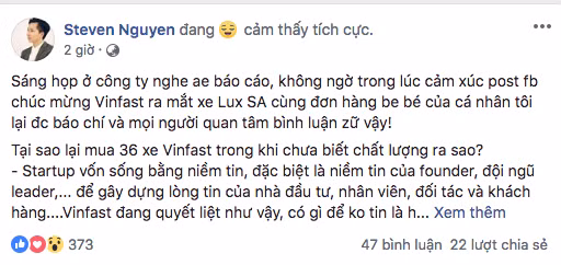 Chia sẻ của anh Steven Nguyen về món quà đặc biệt dành tặng vợ.