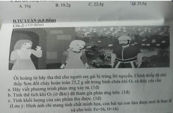 Giáo viên này còn hài hước chèn cả hình hoàng tử và công chúa vào trong bài kiểm tra. (Ảnh: Group Trường Người Ta)