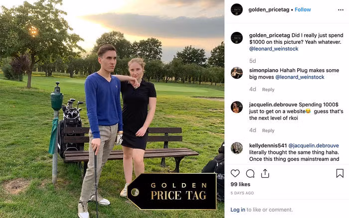Trang Instagram Golden Price Tag cho biết cặp đôi này đã chi 1000 USD để được xuất hiện trên trang của họ.