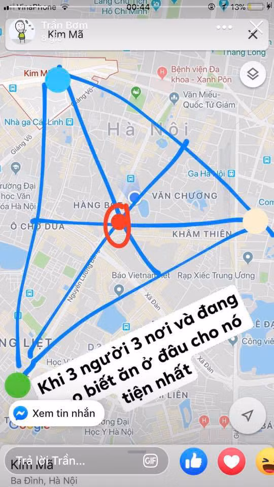 Cách tìm điểm hẹn hò ăn uống bằng toán học của nhóm bạn trẻ được dân mạng nhiệt liệt hưởng ứng
