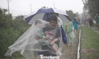 Nước lũ có nơi ngập 2m, người dân Quy Nhơn lên đường ray tìm nơi trú nạn