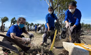 Cây đổ, rác ngập, bạn trẻ Đà Nẵng chung tay dọn dẹp sau bão