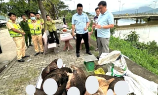 Phát hiện xe khách chở nhiều bao tải chứa thịt nghi động vật hoang dã