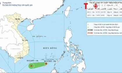 NÓNG 9/12: Biển Đông xuất hiện vùng áp thấp hiếm gặp