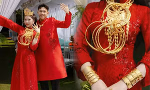 Cưới 'cô chủ tiệm vàng', chú rể TPHCM nhận dây chuyền kim cương đặc biệt