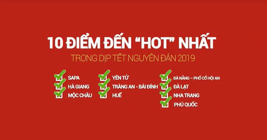 10 điểm đến 'hot' nhất trong kỳ nghỉ lễ Tết Nguyên Đán 2019
