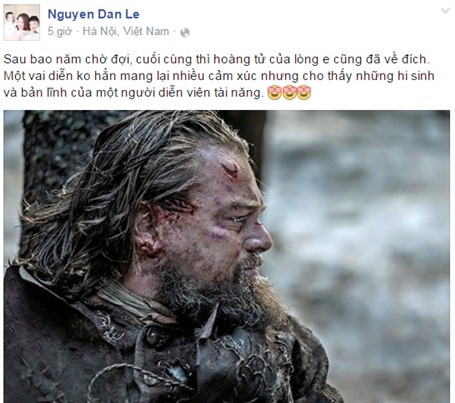 Đan Lê gọi Leonardo DiCaprio là 'Hoàng tử của lòng em'