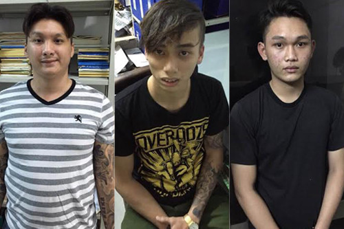 Tráng, Luân và Duy tại cơ quan điều tra. Ảnh: Quốc Thắng. 