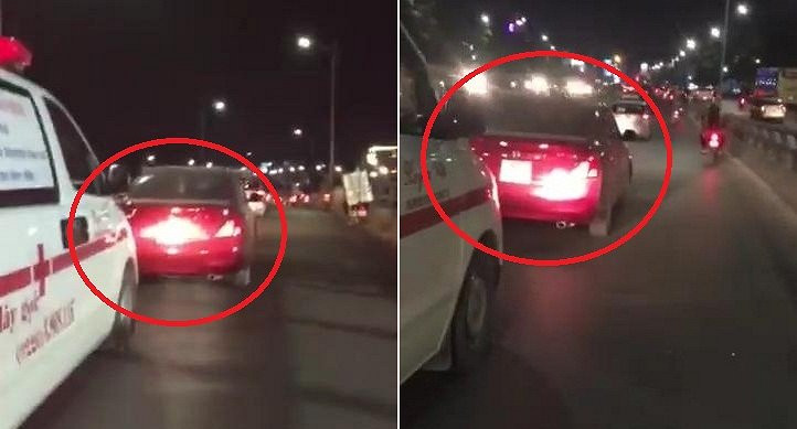 Clip ô tô con chắn đường xe cứu thương trên cầu vượt gây tranh cãi