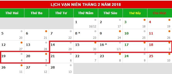 Nghỉ Tết năm 2018 khoảng 7 ngày