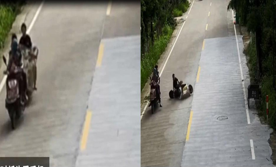 Ngã sấp mặt do cắm đầu vào điện thoại khi lái xe