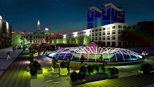 TP HCM xây lại đài phun nước trên phố Nguyễn Huệ sau 5 năm dỡ bỏ