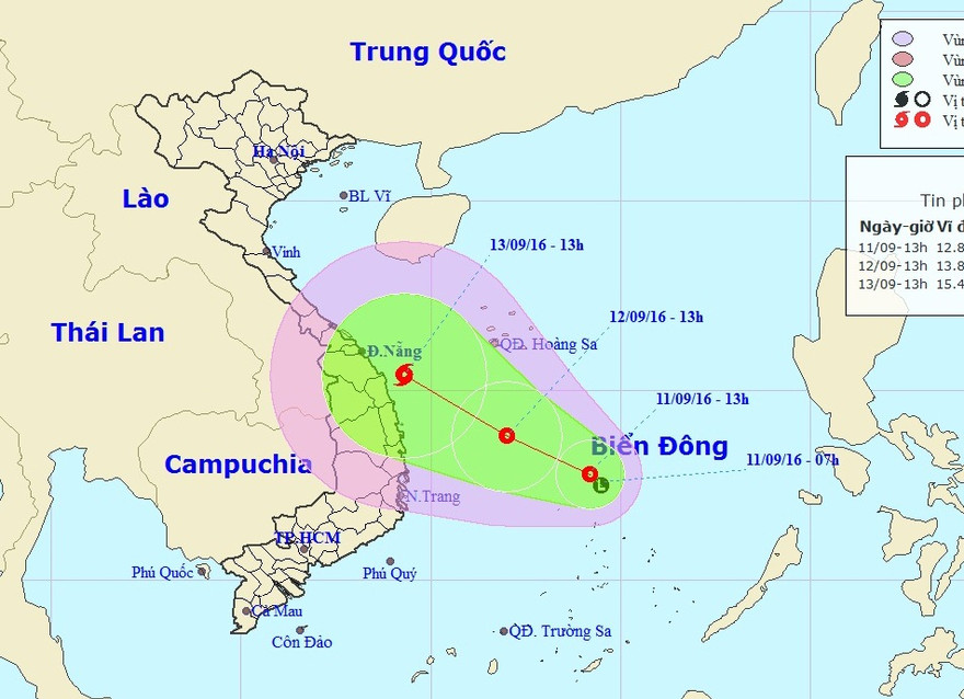 Hướng đi của Áp thấp nhiệt đới.