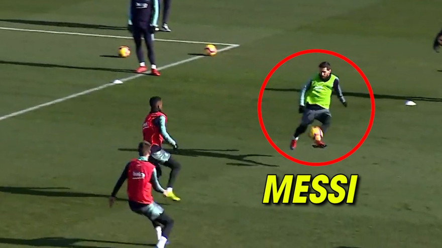 Messi khiến đồng đội sửng sốt với siêu phẩm trên sân tập