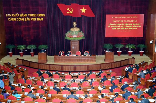 Hội nghị tổng kết công tác kiểm tra, giám sát của Đảng năm 2018 (ảnh TTXVN)