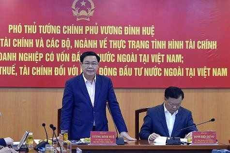Phó Thủ tướng Vương Đình Huệ phát biểu tại cuộc làm việc (ảnh T.C)