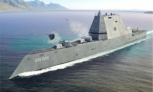 Khu trục hạm USS Zumwalt của hải quân Mỹ. Ảnh: KPBS