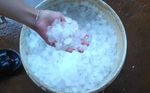 Người dân hứng được rất nhiều mưa đá