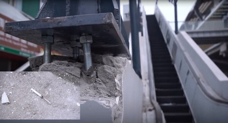 Kim tiêm vương vãi ở nhà ga đường sắt Cát Linh - Hà Đông