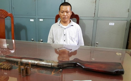 Triệu Văn Trường tại cơ quan công an. Ảnh: C.A