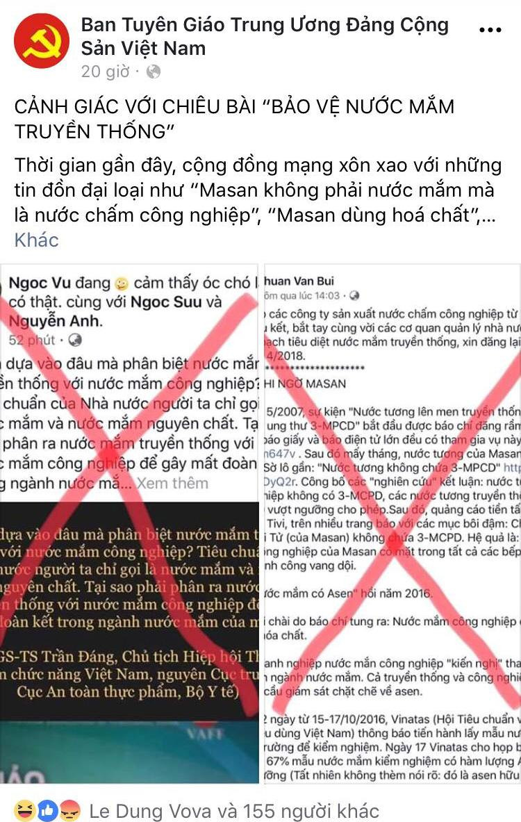 Bài viết đăng tải trên facebook giả mạo Ban Tuyên giáo Trung ương