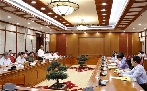 Trước đó Bộ Chính trị cũng đã làm việc với Đảng bộ Cao Bằng (ảnh TTXVN)