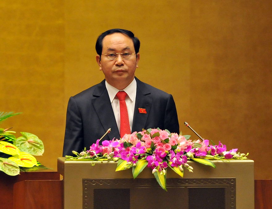 Ông Trần Đại Quang tiếp tục được giới thiệu làm Chủ tịch nước. Ảnh Như Ý