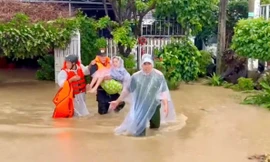 Công an Khánh Hòa kết bè chuối, giúp dân 'vượt' lũ