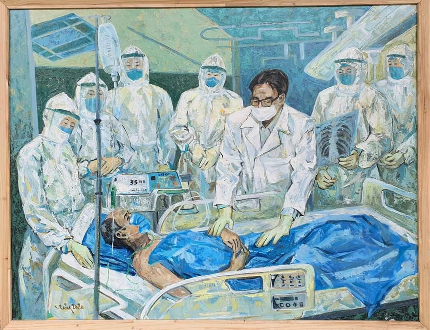 Vẽ tranh gây quỹ ủng hộ phòng, chống COVID-19 