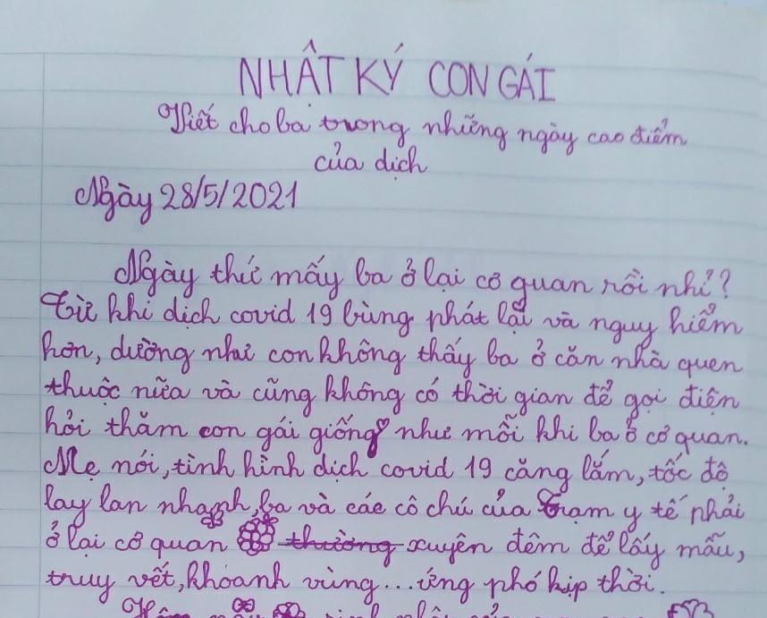 Xúc động bức thư con gái gửi ba nơi tuyến đầu chống dịch