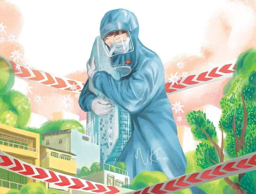 Bức tranh biểu tượng cho Sài Gòn chống dịch của chàng họa sĩ trẻ chuyên vẽ cho thiếu nhi