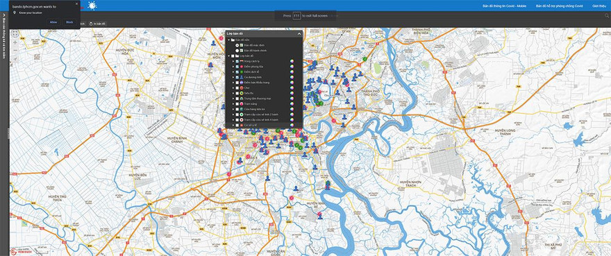 Xem bản đồ dịch COVID-19 tại TP. HCM bằng điện thoại hoặc máy tính
