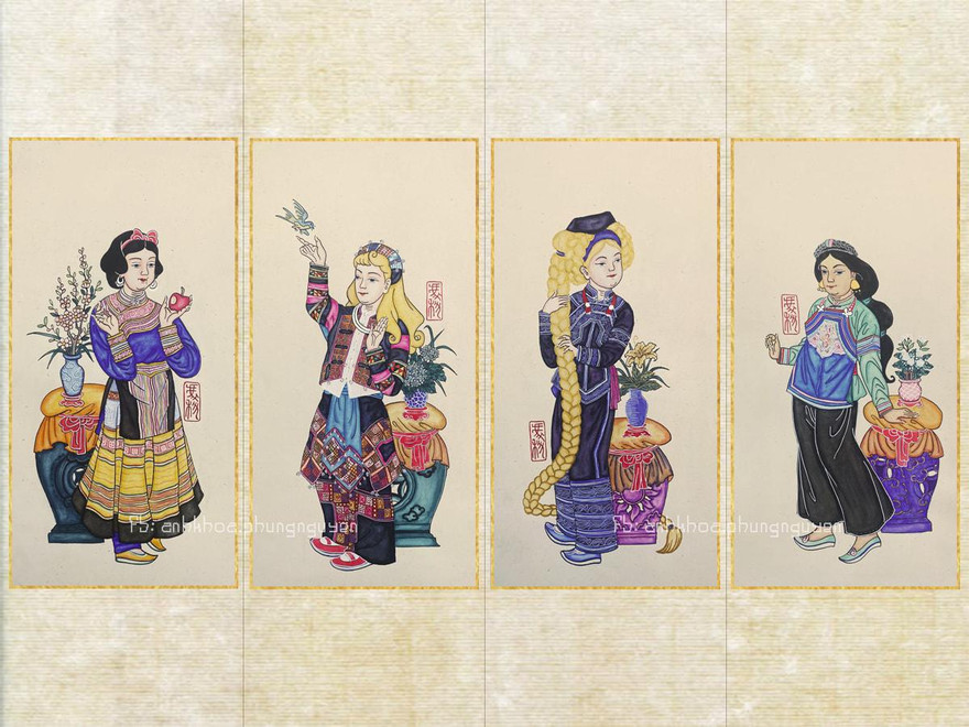 Mang vũ trụ Disney vào tranh dân gian Việt