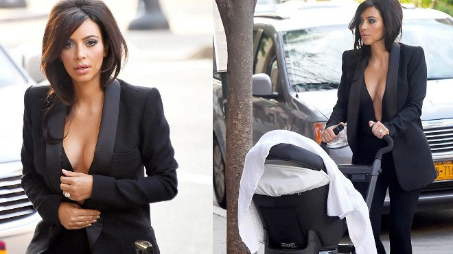 Kim Kardashian quên mặc áo ngực khi dạo phố