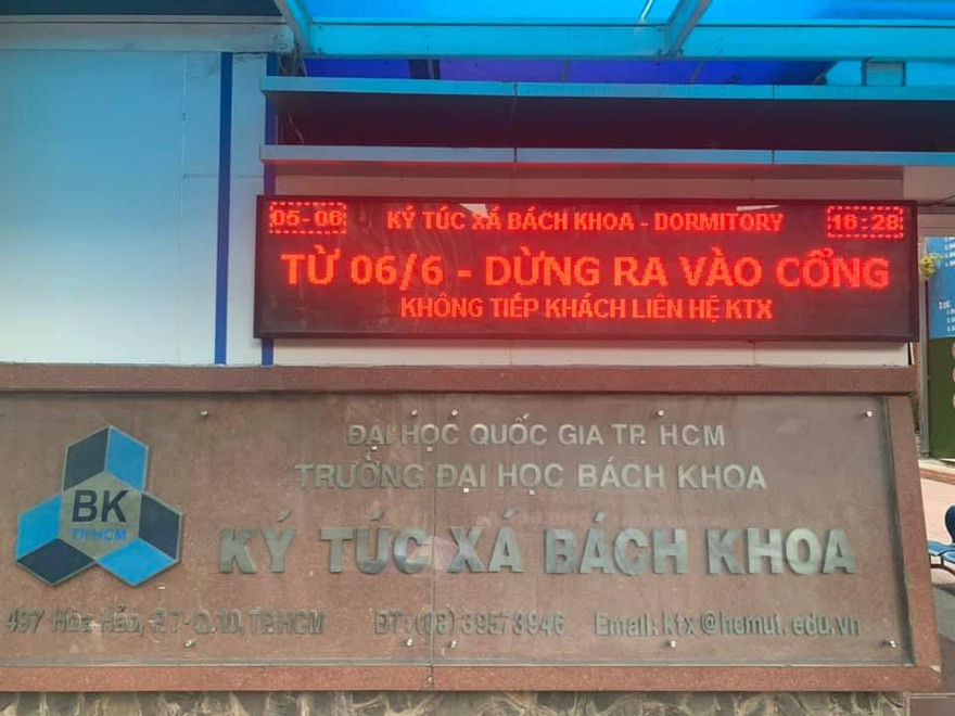 Một sinh viên tại KTX trường ĐH Bách khoa (ĐHQG TP. HCM) dương tính SARS-CoV-2