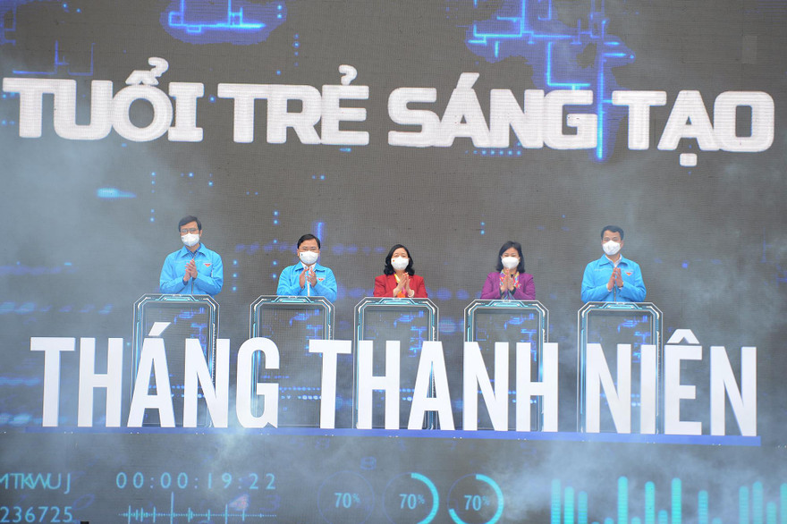 Lễ khởi động Tháng Thanh niên 2022 với chủ đề “Tuổi trẻ sáng tạo”. Ảnh: DƯƠNG TRIỀU
