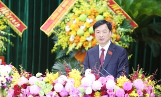 Ủy viên Bộ Chính trị, Bí thư Trung ương Đảng, Chủ nhiệm Ủy ban Kiểm tra Trung ương Nguyễn Duy Ngọc phát biểu tại đại hội. Ảnh: Nguyễn Thắng