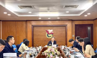 Anh Nguyễn Tường Lâm - Bí thư Trung ương Đoàn, Chủ tịch T.Ư Hội LHTN Việt Nam chủ trì hội nghị.