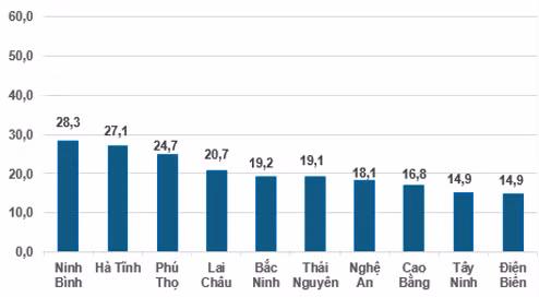 10 địa phương có chỉ số IIP tăng cao nhất. Nguồn: Cục Thống kê.