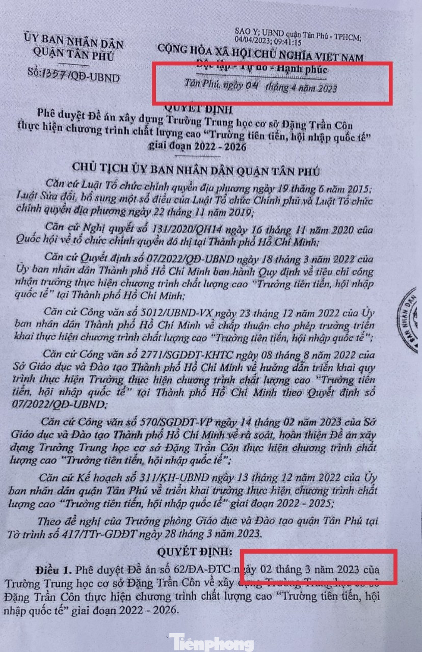 Thông báo truy thu tiền mô hình trường tiên tiến khiến phụ huynh bức xúc