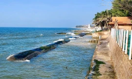 Cận cảnh bờ biển Lâm Đồng nham nhở vì kè tạm