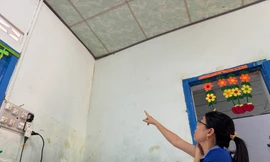 Dù mới được sửa chữa nhưng Trường mầm non Diên An ở thôn Phú An Nam đã xuống cấp.