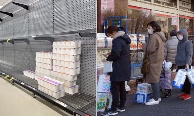 Lo thiếu giấy vệ sinh do căng thẳng ở Trung Đông, người Nhật đổ xô đi mua gom