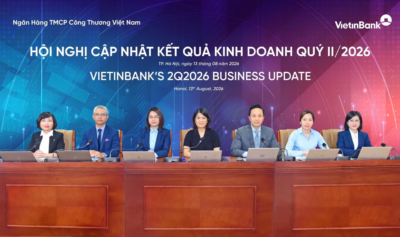 TV.HĐQT Phạm Thị Thanh Hoài chủ trì (ở giữa) Hội nghị cập nhật kết quả kinh doanh quý II/2026 của VietinBank