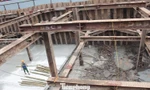 Bể ngầm chống ngập khu vực chợ Hàng Da được đổ bê tông đáy