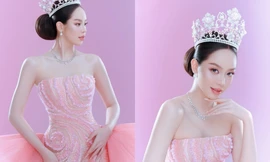 Hoa hậu Thanh Thủy chọn tông hồng cho đêm Chung kết Miss International 2025
