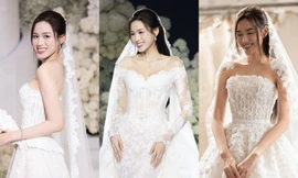 Ngắm 4 thiết kế váy cưới trong tiệc mừng cưới của Hoa hậu Đỗ Thị Hà tại Hà Nội