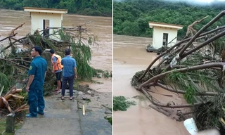 Hình ảnh trạm thủy văn ở Nghệ An trong mưa lũ: “Bỏ tài sản, không bỏ số liệu”