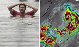 Hình ảnh hiếm có: Tương tác bão đôi đang xảy ra giữa bão Co-may và Francisco