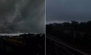 Mây dông thấp khiến trời tối giữa ban ngày ở miền Bắc